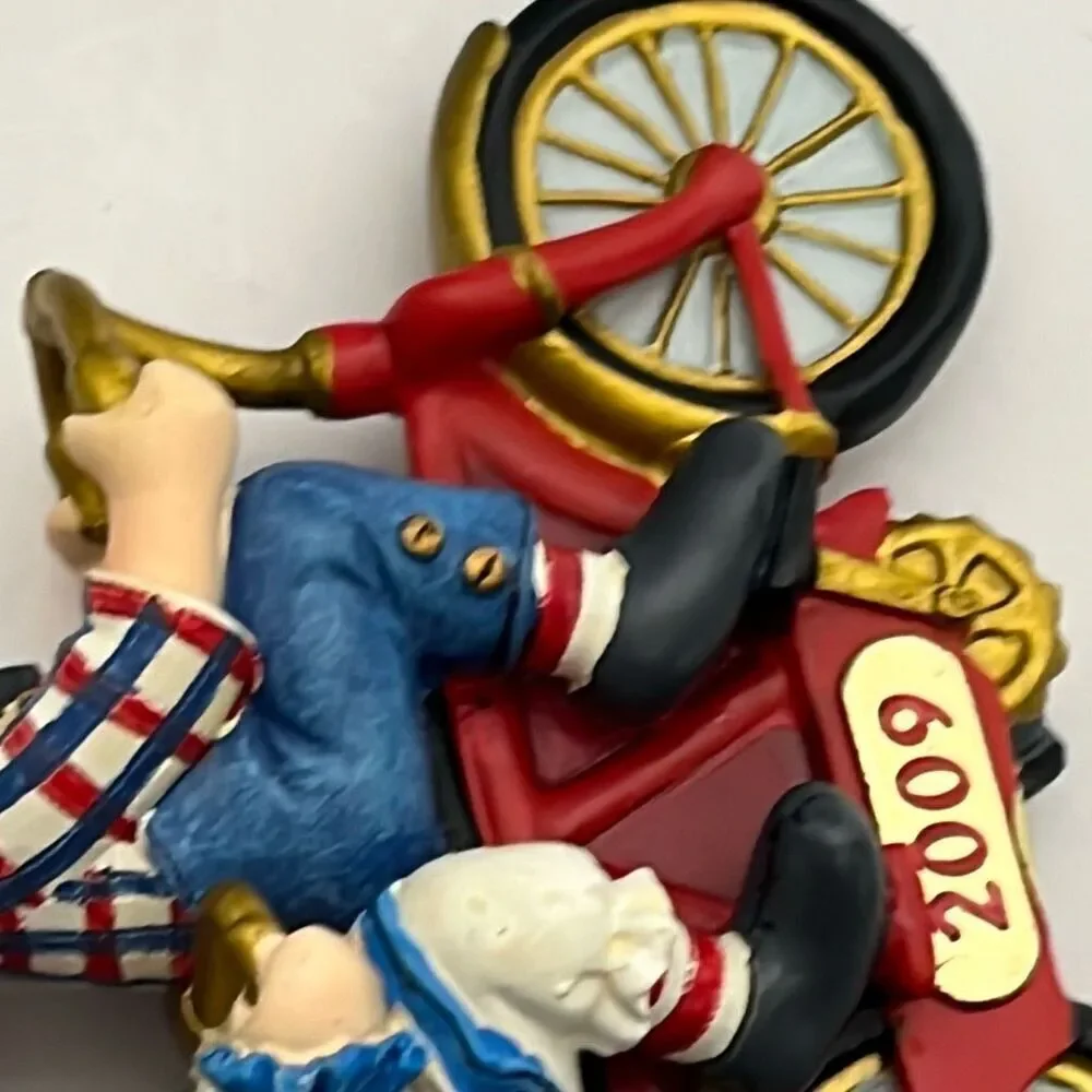 Danbury Mint Raggedy Ann &‎ Andy On Bicycle 2009 Christmas Hanging Ornament